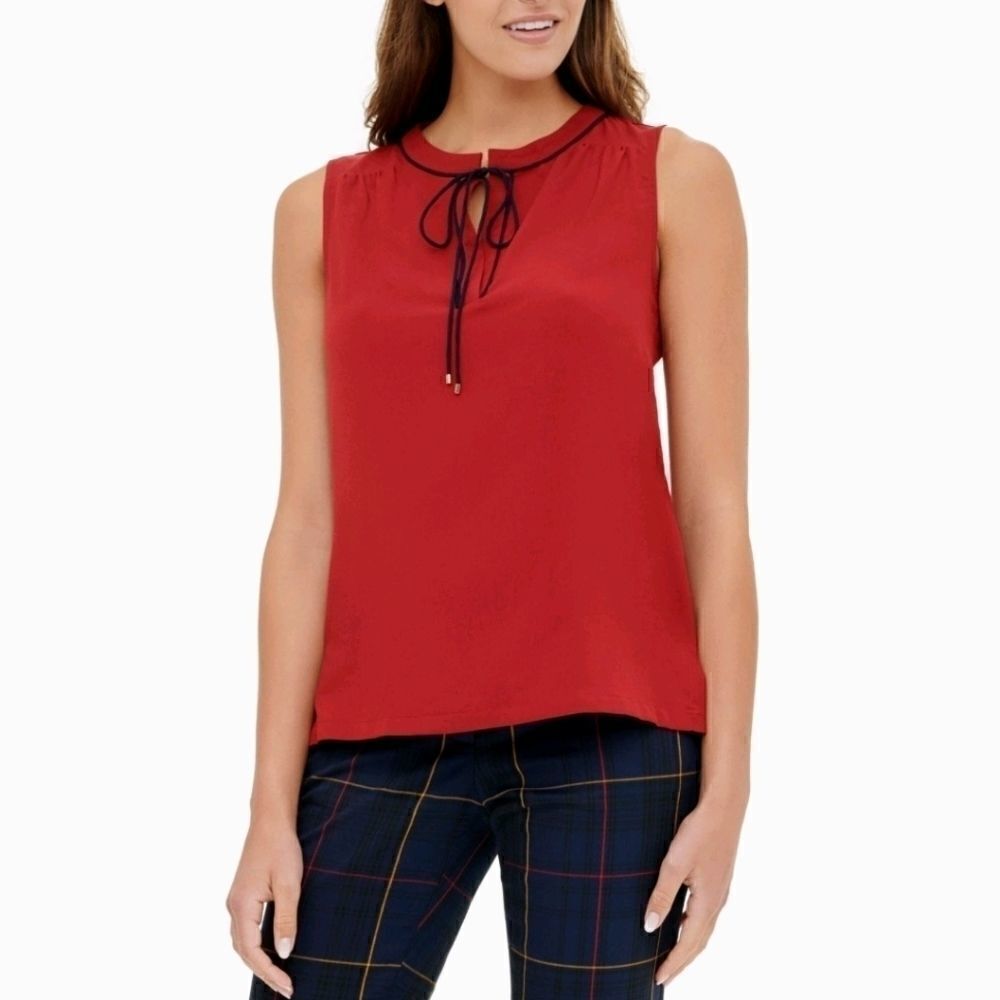 ‎Tommy Hilfiger Crimson/Midnight Women's Tie Neck L